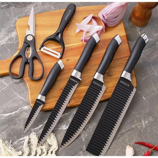 Kit Antiaderente Profissional De Cozinha De Aço Inoxidável Com 6 Facas