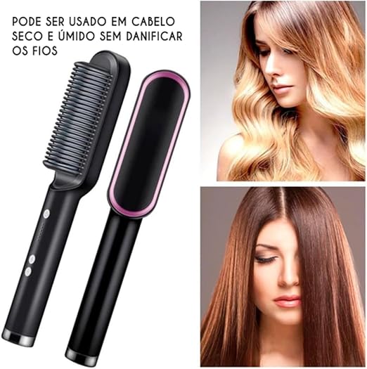 LissPro™ 3 em 1 – Escova Alisadora Portátil para Cabelos Secos e Úmidos