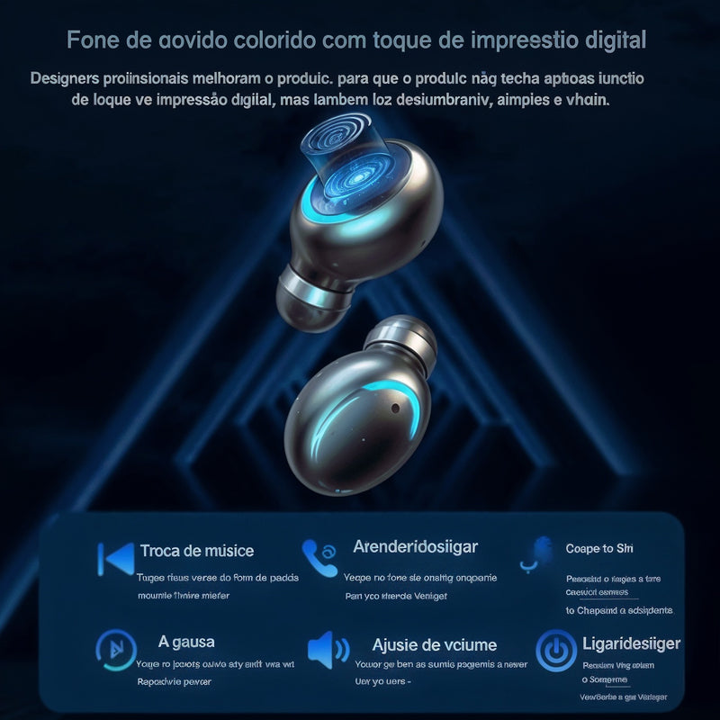 EchoX™  – Fone de Ouvido Bluetooth 5.1 com Toque Inteligente e Som Envolvente
