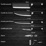 Kit Antiaderente Profissional De Cozinha De Aço Inoxidável Com 6 Facas